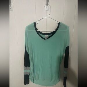 Mint Green and Black Long Sleeve Top